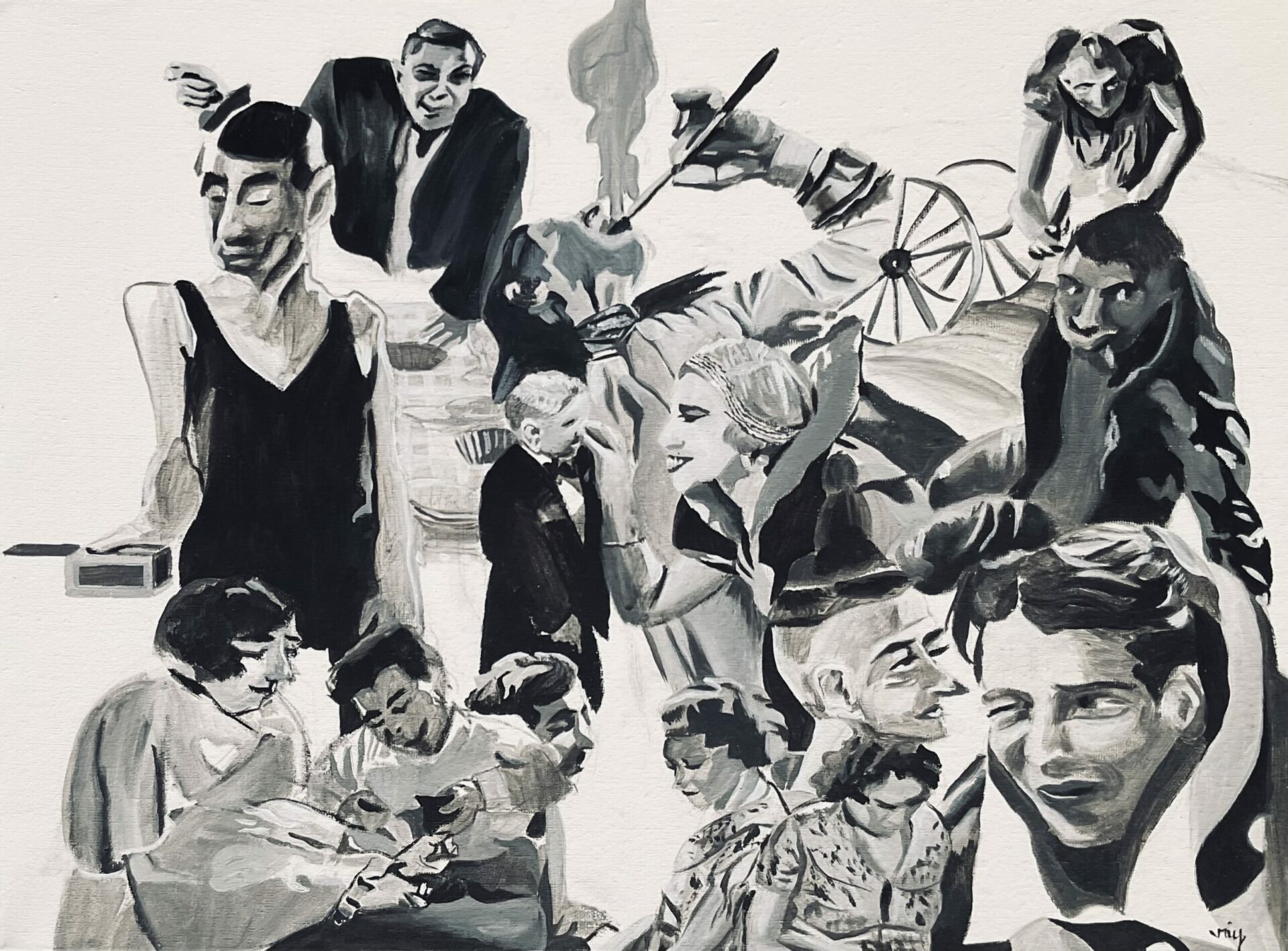 Freaks | acrylique sur toile Alice Viry peinture Freaks, peinture narrative contemporaine acrylique sur toile par Alice Viry – série figures et culture (2024)